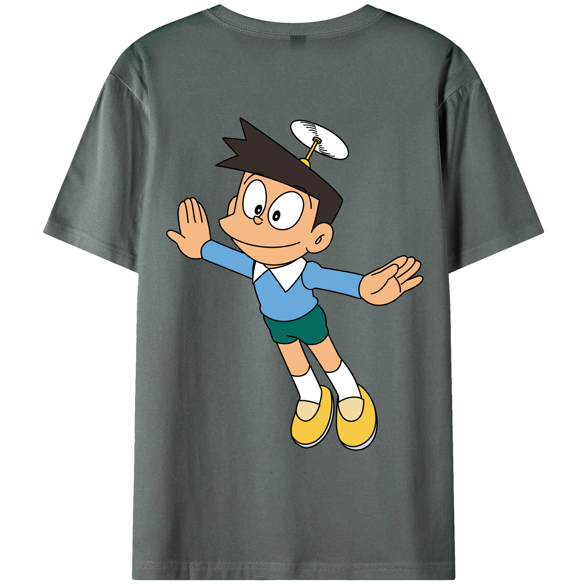 （画像用） ドラえもん 骨川 スネ夫 Doraemon Honekawa Suneo 綿100％ メンズ半袖Tシャツ（バックプリント） 通気性